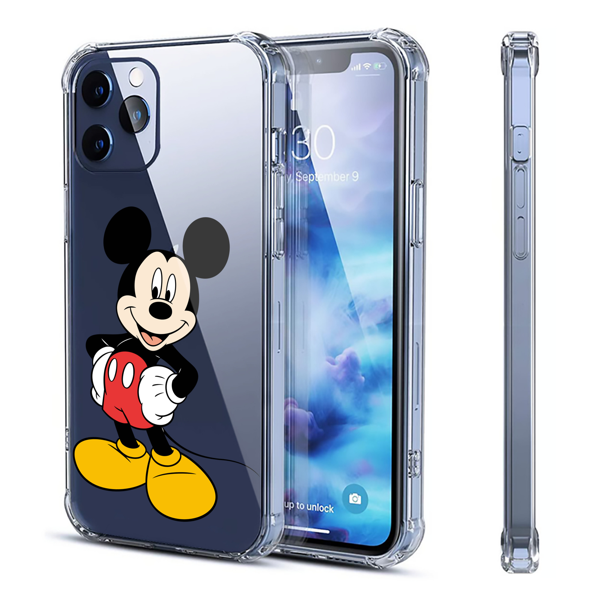 （画像用） ミッキーマウス Mickey Mouse 【iPhone 12シリーズ対応】透明スマホケース（クリアソフトケース）